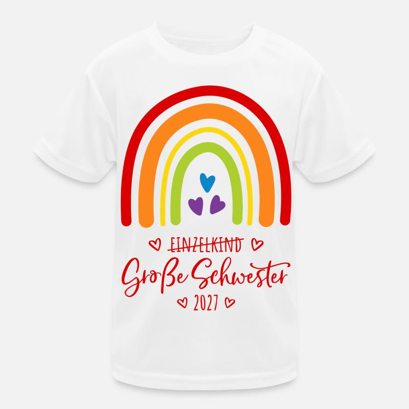 Große Schwester 2027 Boho Regenbogen Kinder Funktions-T-Shirt