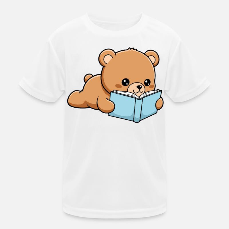 Book Bear Funny Bear reading Book Kids Functional T-Shirt