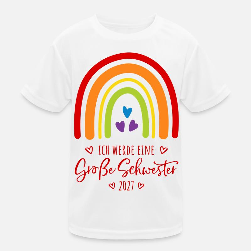 Ich werde eine Große Schwester 2027 Regenbogen Kinder Funktions-T-Shirt