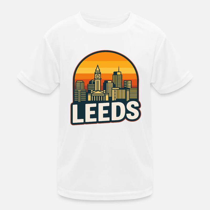 Design rétro rétro de coucher de soleil de Leeds Skyline T-shirt sport Enfant
