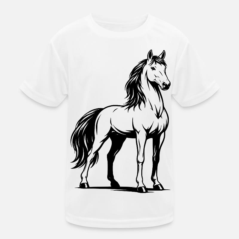 Pferd_stehend_Schwarz Kids Functional T-Shirt