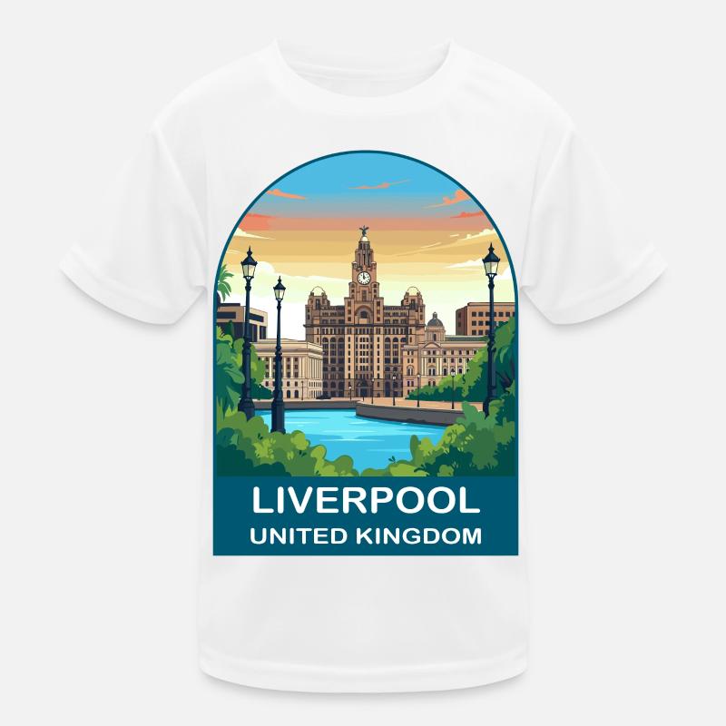Illustration du front de mer de Liverpool Skyline au Royaume-Uni T-shirt sport Enfant