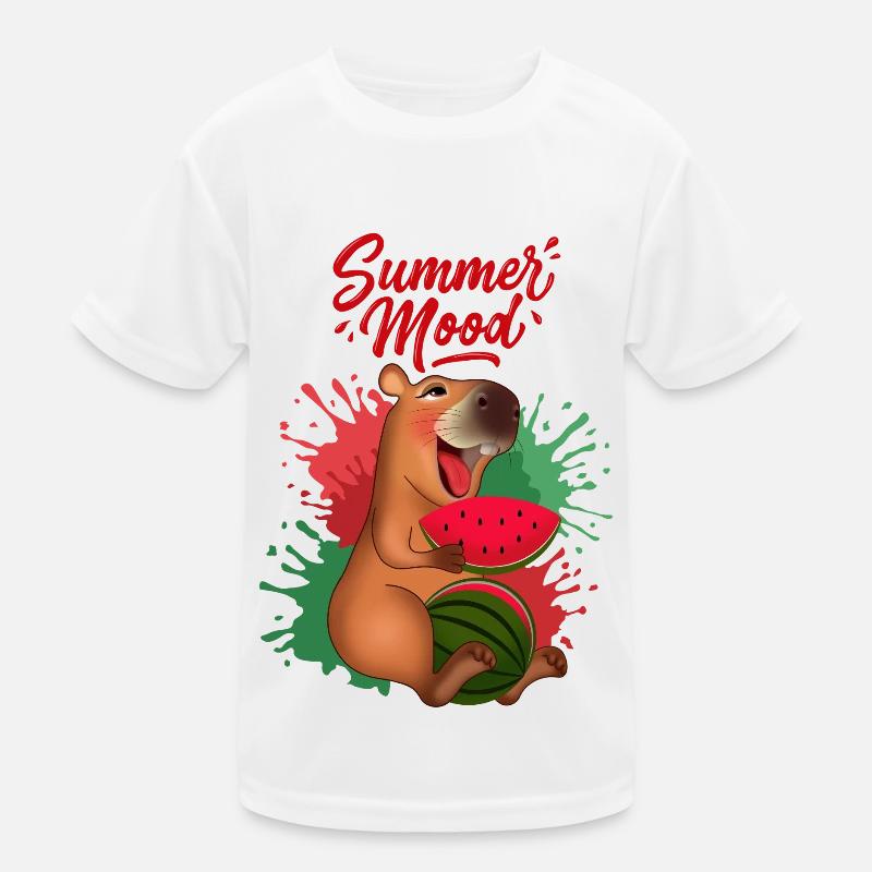 Lächelnde Capybara mit Wassermelone Kinder Funktions-T-Shirt
