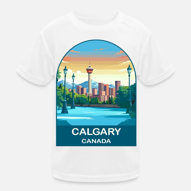 Calgary Canada Tower & Berge Reisekunst Kinder Funktions-T-Shirt