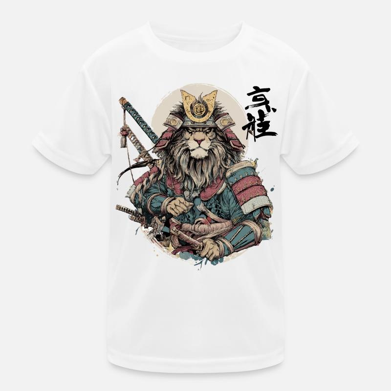 Lion Samurai Armor Warrior Kids Functional T-Shirt