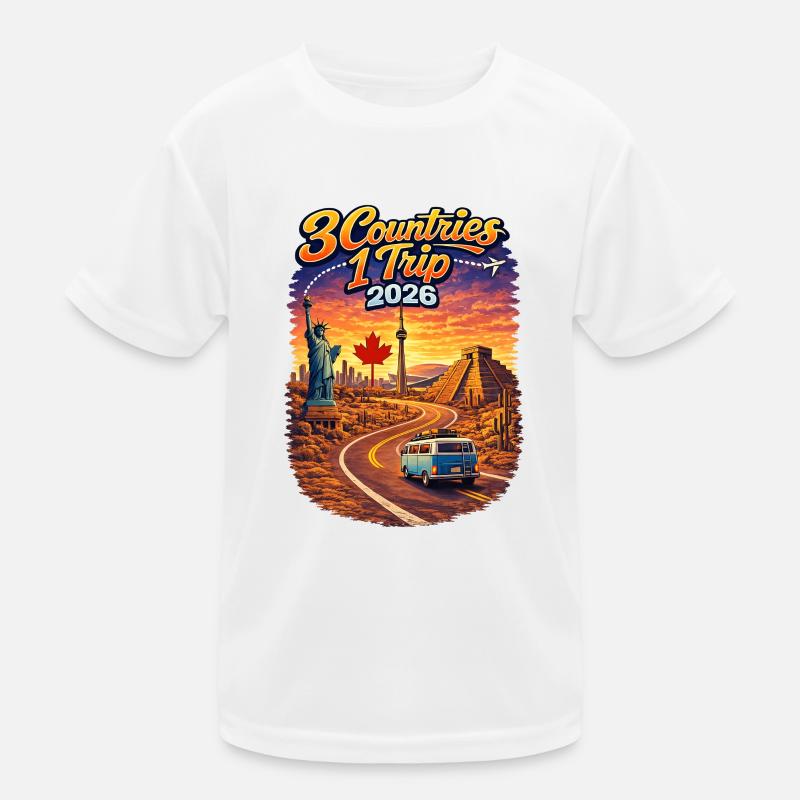 3 Countries 1 Trip 2026 Kinder Funktions-T-Shirt