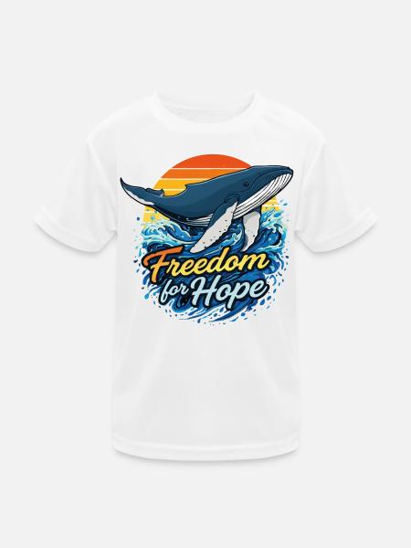 Freedom for Hope - Whale Sundowner - Kids Functional T-Shirt - white - Front