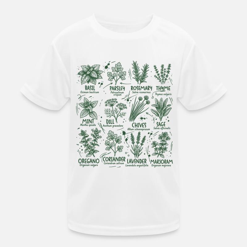 Herbs Botany Kitchen Basil Rosemary Kids Functional T-Shirt