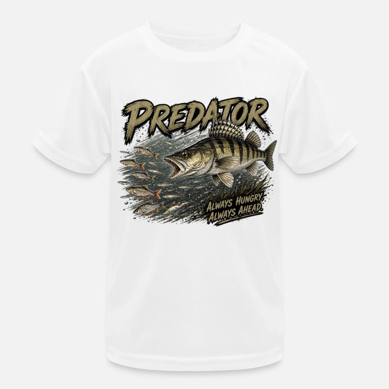 Fressfisch-Zander-Angriffs-Design Kinder Funktions-T-Shirt