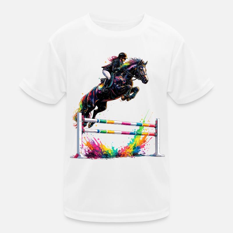Tournoi coloré de chevaux de saut d’obstacles T-shirt sport Enfant