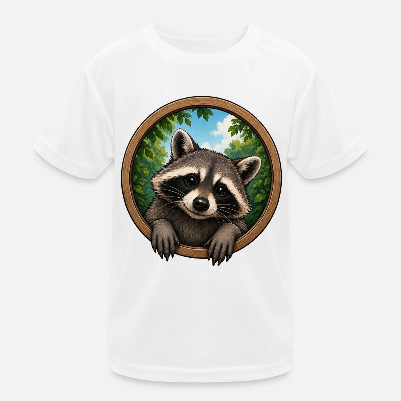 Raccoon in the Holerring Kids Functional T-Shirt