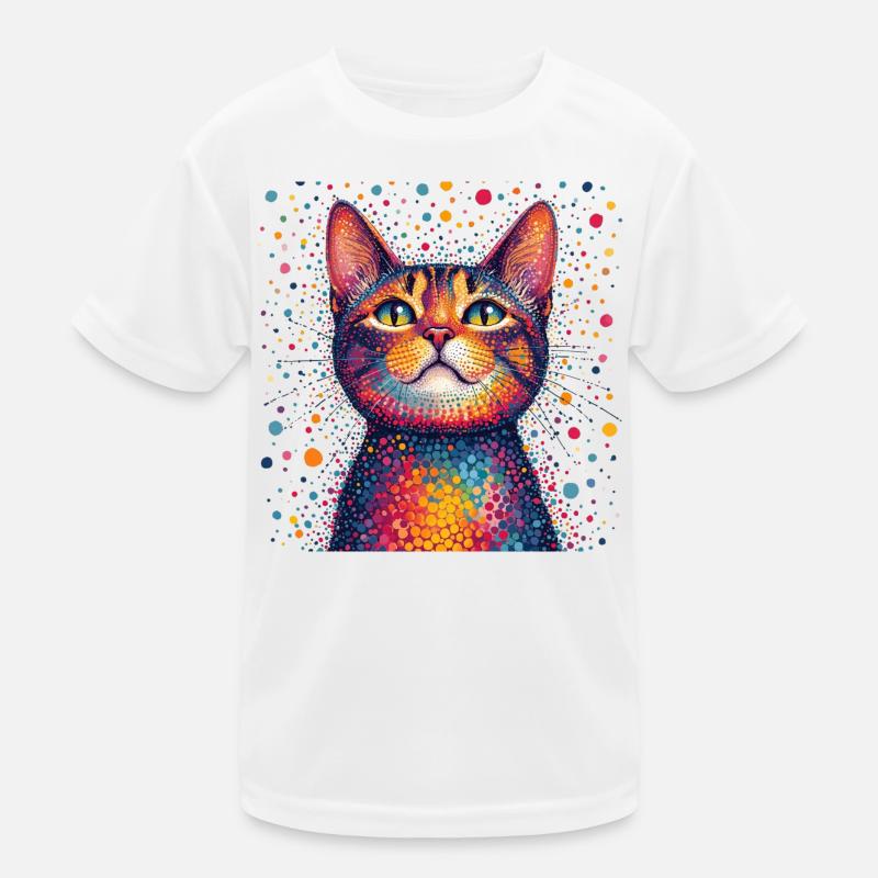 Portrait vibrant du chat à points T-shirt sport Enfant