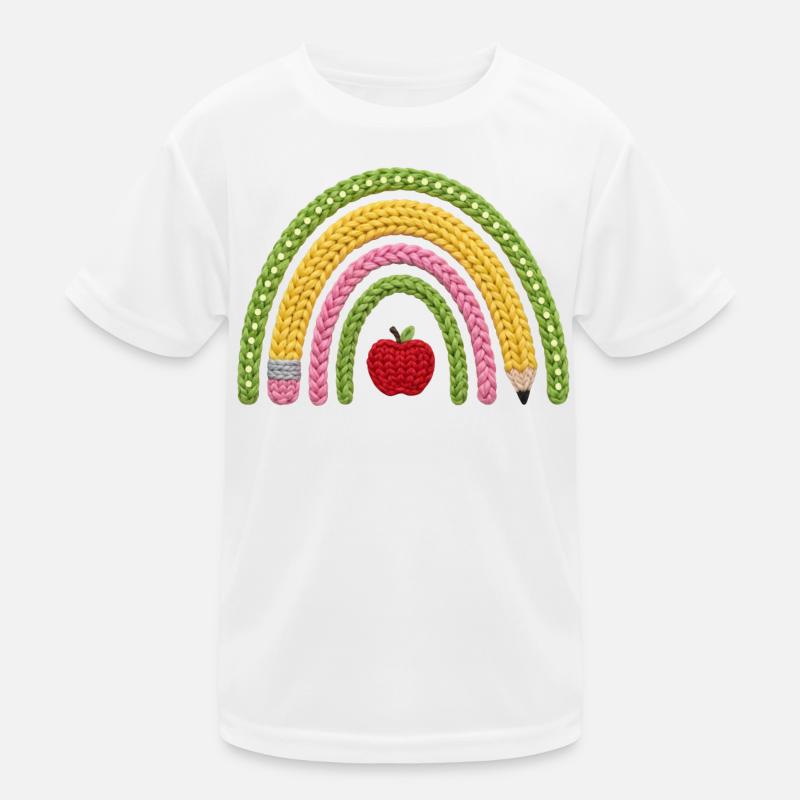 Rainbow for School Child (Faux Yarn Knitting Pattern) Kids Functional T-Shirt