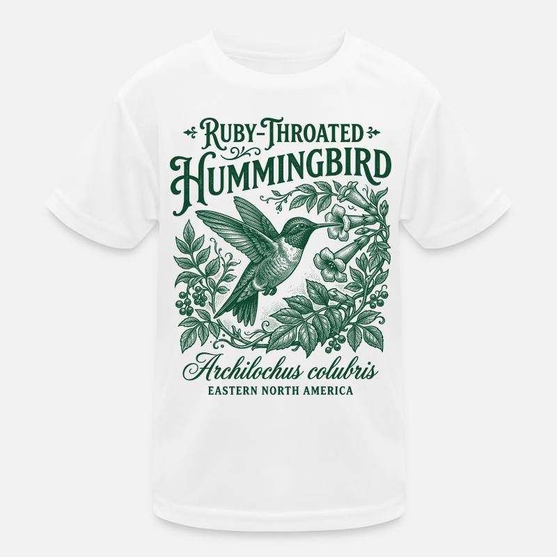 Ruby Throated Hummingbird Colibri Kids Functional T-Shirt