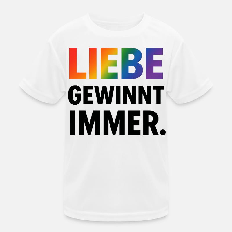 Regenbogen Spruch Liebe Gewinnt Immer Kinder Funktions-T-Shirt