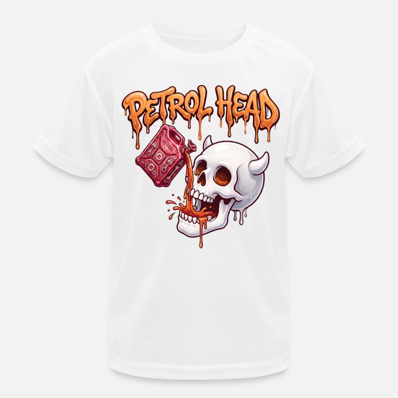 Petrol Head Skull Kids Functional T-Shirt