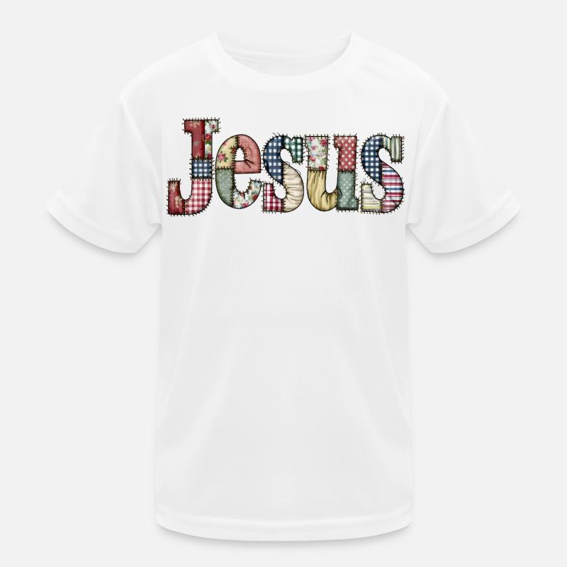 Lettrage Jésus en patchwork T-shirt sport Enfant