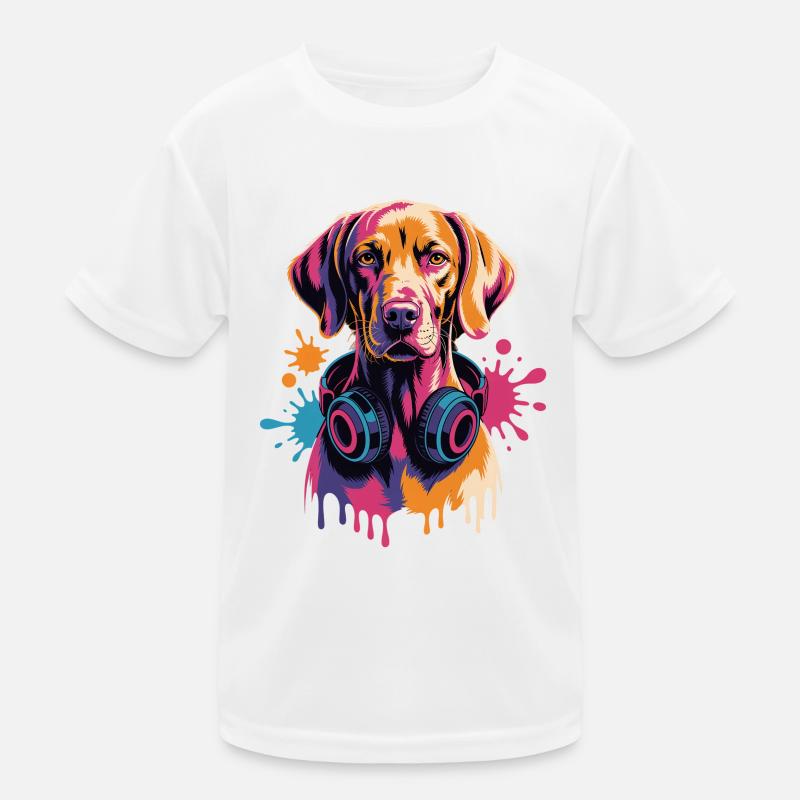 Magyar Viszla mit Kopfhörer Kinder Funktions-T-Shirt