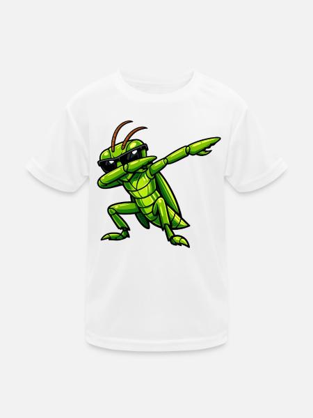 Dabbing Grashüpfer - Kinder Funktions-T-Shirt - Weiß