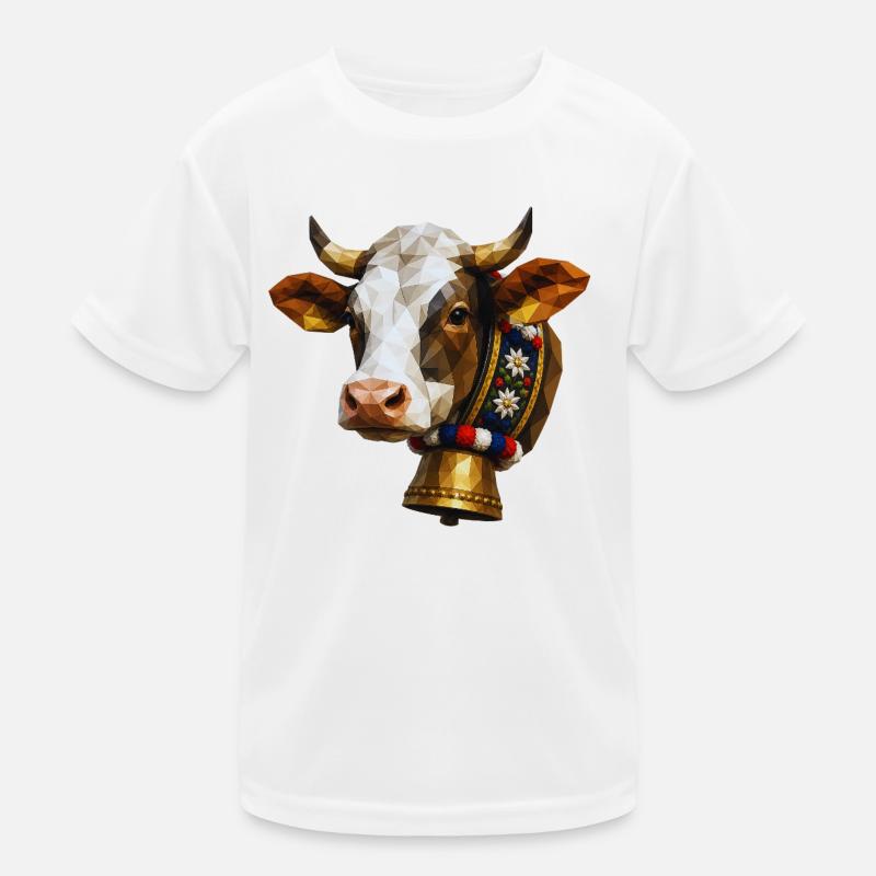 Kuh Polygon Glocke Blumenkranz Kinder Funktions-T-Shirt
