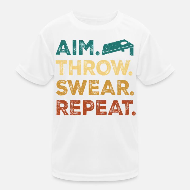 Aim. Throw. Wear. Repeat. Kinder Funktions-T-Shirt