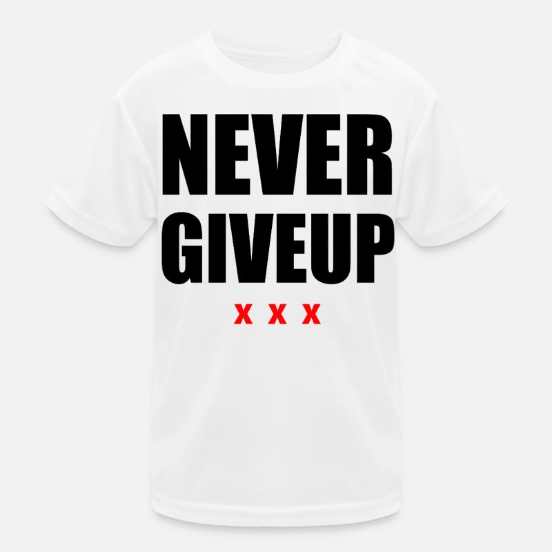 Gib niemals Schwarz/Rot auf Kinder Funktions-T-Shirt