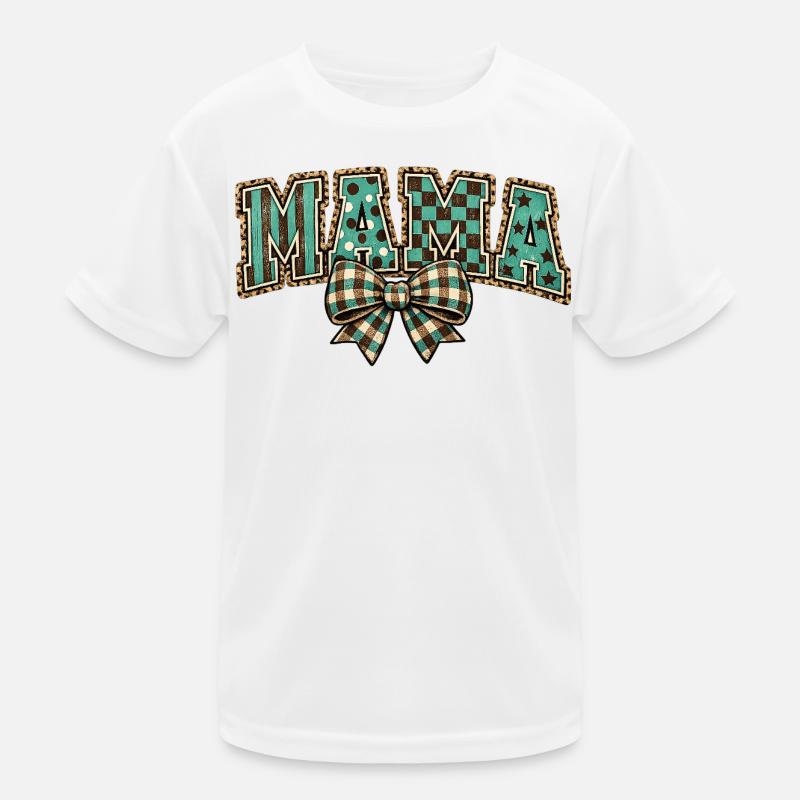 Mom Bow Turquoise Pattern Vintage Design Kids Functional T-Shirt