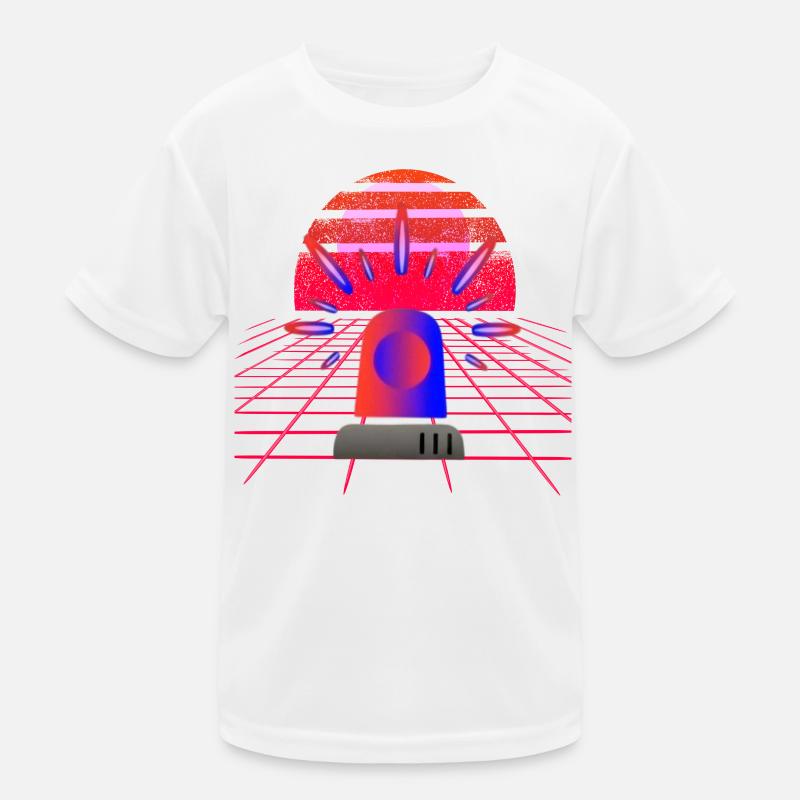 Retro Synthwave Siren Blue Light Neon Kids Functional T-Shirt