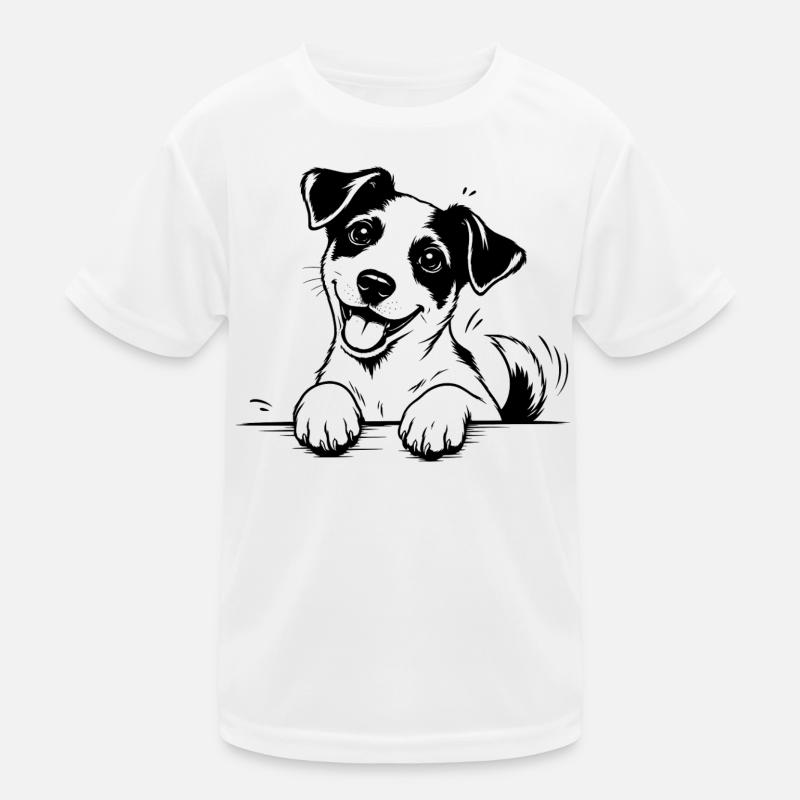 Jack Russell Terrier Paws Black Kids Functional T-Shirt