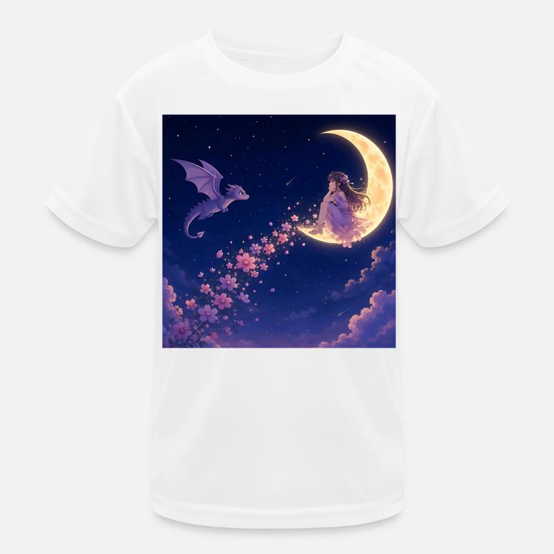 Moonlight Dragon Blossom Kids Functional T-Shirt
