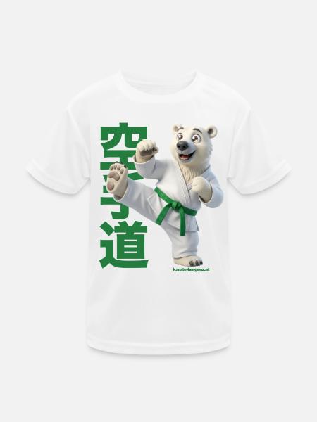 Karate Eisbär - Kinder Funktions-T-Shirt - Weiß - Vorne
