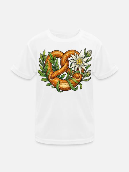 Brezel Edelweiss Volksfest Trachten Ersatz  - Kinder Funktions-T-Shirt - Weiß - Vorne