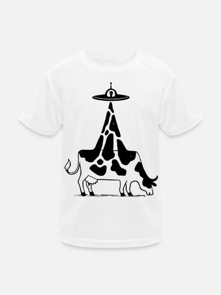 Alien Cow UFO Vintage - Kids Functional T-Shirt - white - Front