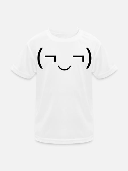 Mischievous emoticon (¬‿¬) naughty grin - Kids Functional T-Shirt - white