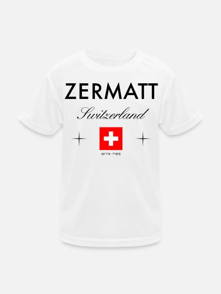 Zermatt Schweiz Koordinaten Reise Souvenir - Kinder Funktions-T-Shirt - Weiß - Vorne