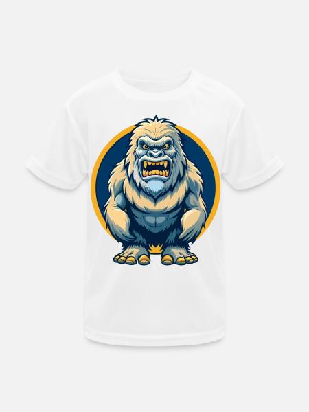 Yeti Kawaii Maskottchen-Cartoon-Charakter-Clipart-Logo - Kinder Funktions-T-Shirt - Weiß - Vorne