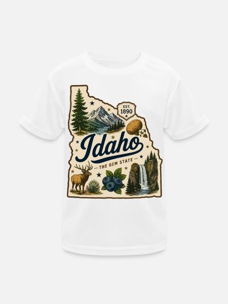 Idaho The Gem State Vintage Travel Aufkleber - Kinder Funktions-T-Shirt - Weiß - Vorne