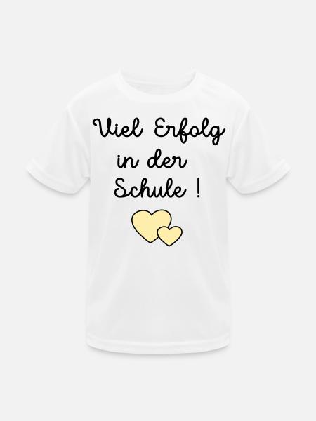 Erfolg Schule Herz - Kinder Funktions-T-Shirt - Weiß - Vorne