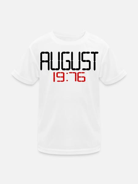 50. Geburtstag, August 1976 - Kinder Funktions-T-Shirt - Weiß - Vorne