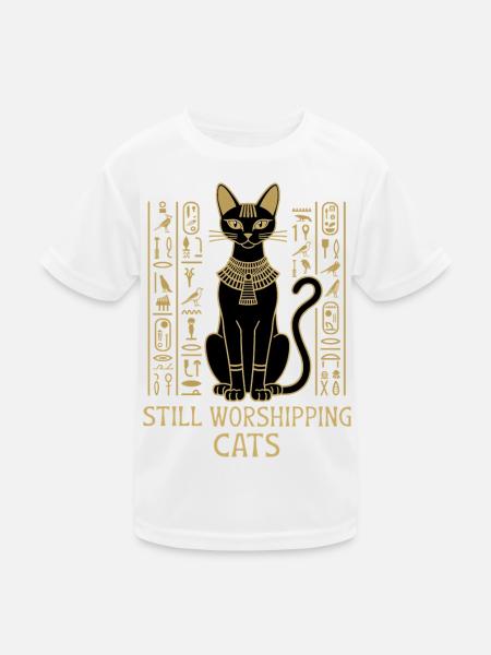Katzen immer noch verehren – Ägyptische Katzen-Hieroglyphen - Kinder Funktions-T-Shirt - Weiß - Vorne