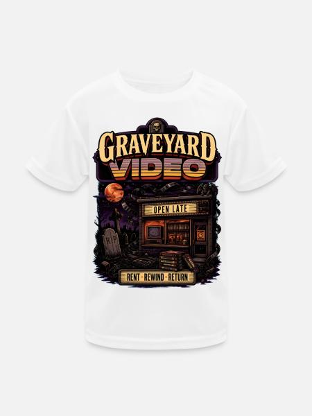 Graveyard Video Open Spät Retro - Kinder Funktions-T-Shirt - Weiß - Vorne