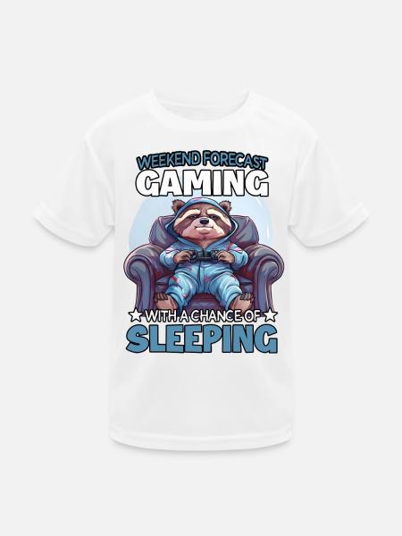 Raccoon gamers in sleep mode - Kids Functional T-Shirt - white - Front