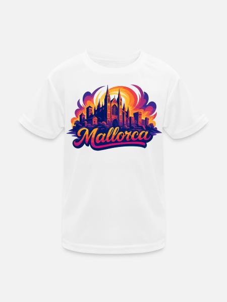 Mallorca Skyline – Epic Colorful Silhouette - Kids Functional T-Shirt - white - Front