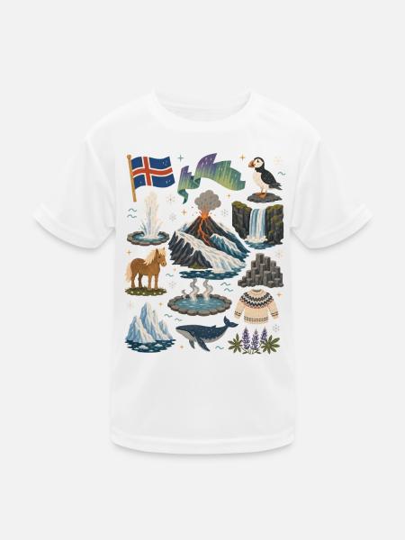 Iceland | Volcanoes, Geysers & Northern Lights - Kids Functional T-Shirt - white - Front