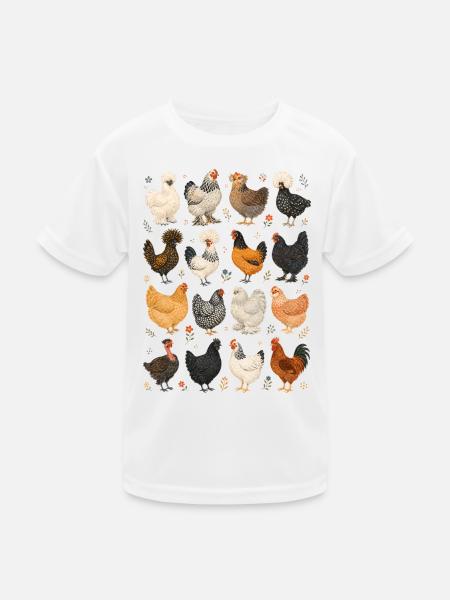 Hühner | Bauernhof & Geflügel - Kinder Funktions-T-Shirt - Weiß