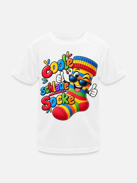 Coole clevere Socke - Kinder Funktions-T-Shirt - Weiß - Vorne