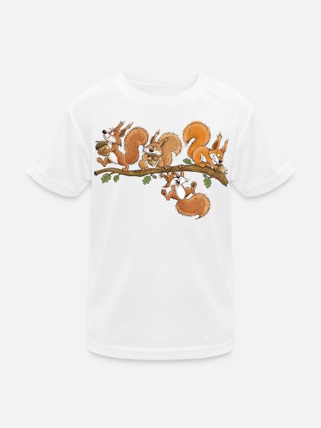 Lustige Eichhörnchen Eichel Wald Tierhumor - Kinder Funktions-T-Shirt - Weiß