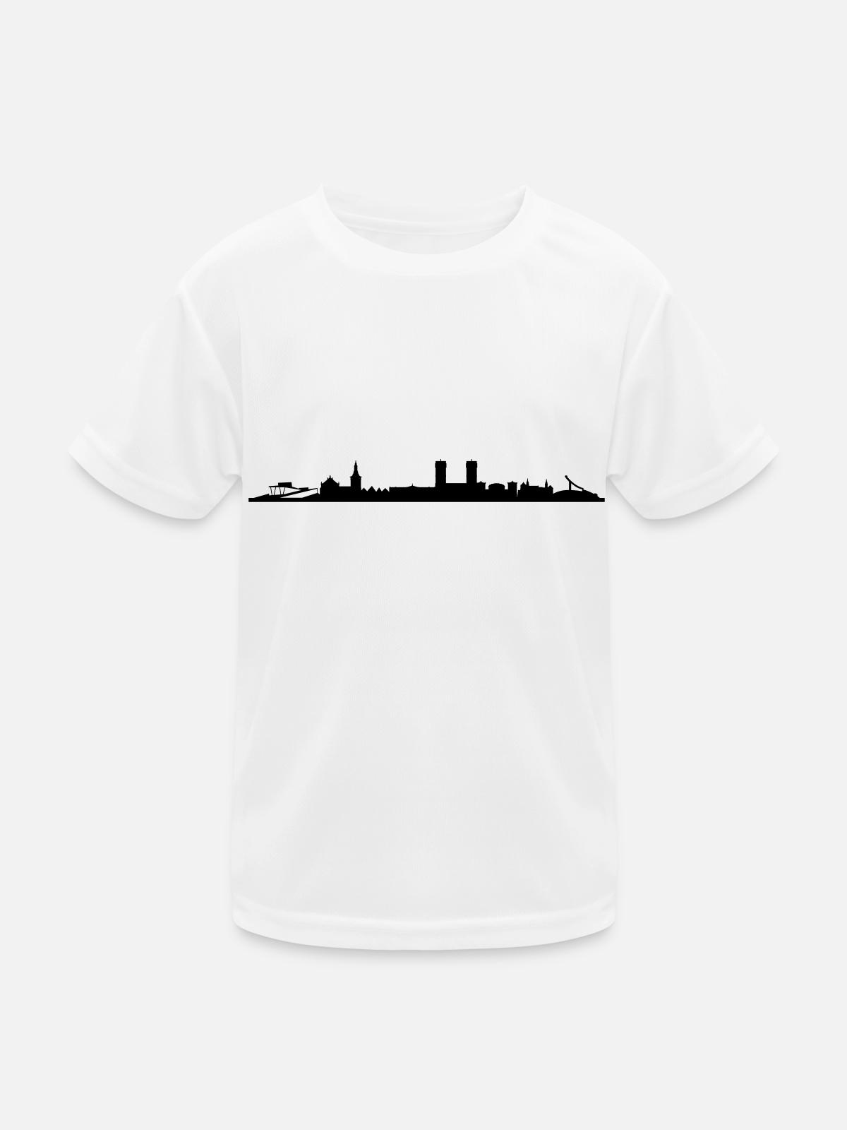 Skyline Oslo - Kinder Funktions-T-Shirt - Weiß - Vorne