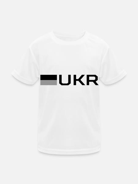 Flagge der Ukraine - Kinder Funktions-T-Shirt - Weiß - Vorne