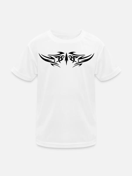 Large jagged Tribal Tattoo ornament. - Kids Functional T-Shirt - white - Front